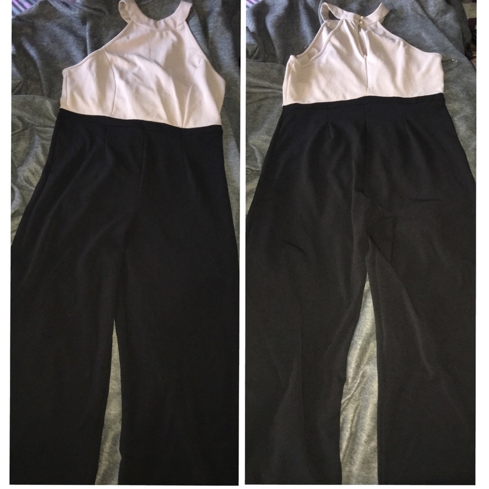 Tan and black jumpsuit