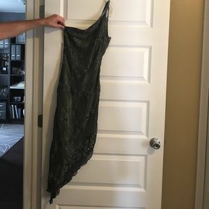 Dark green formal beaded gown