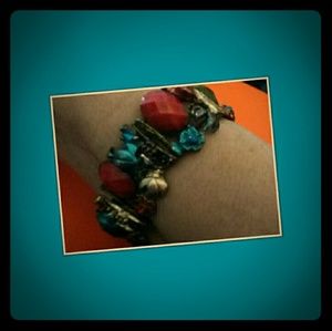 Fun jewel tone art deco vintage look bracelet