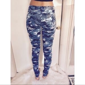 Blue and black camo pants
