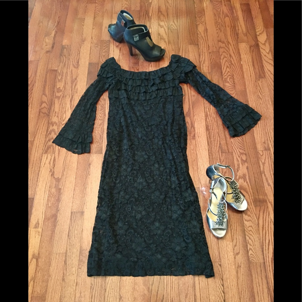 Gorgeous black lace ankle length dress by CASADEI