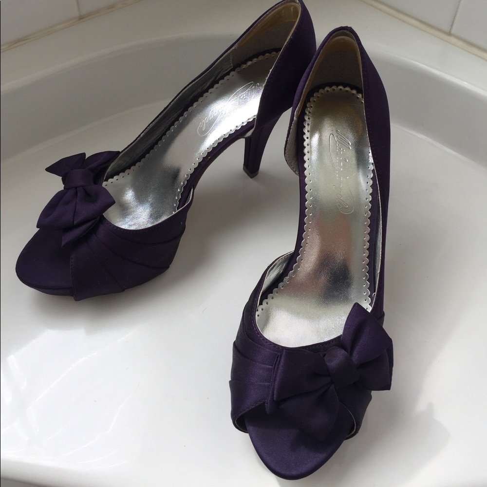 Satin Peep Toe Platform Heel with Bow