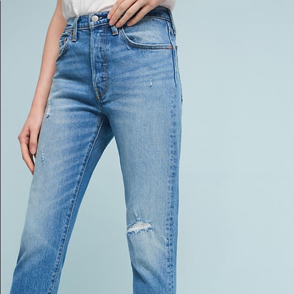 Levi's 501 S high waisted, button flap jeans