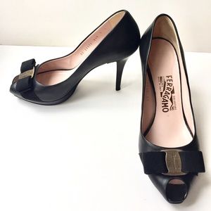 Ferragamo pumps - Black Sz 7 used once $ 350
