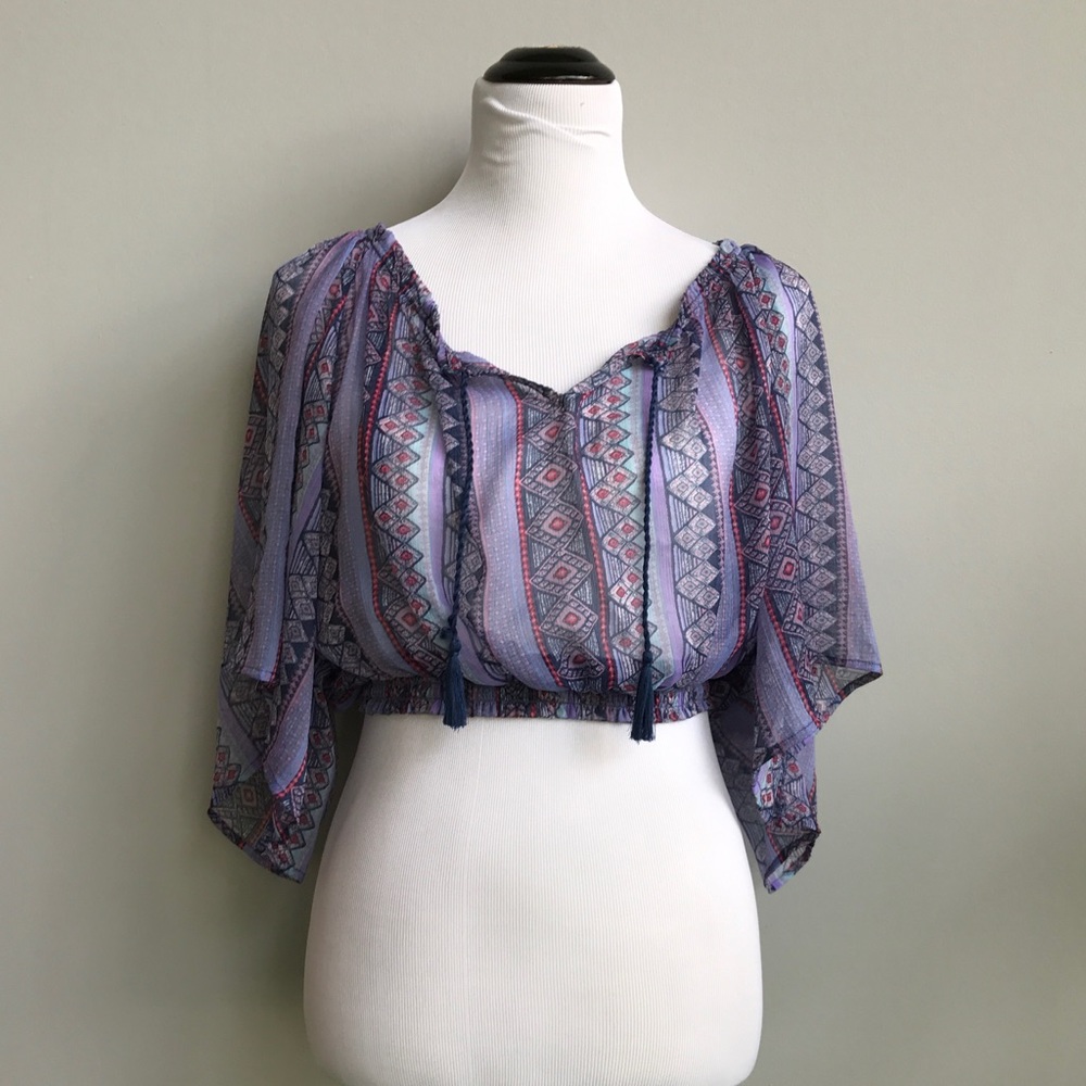 Boho Purple and Pink Flowy Crop Top