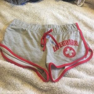 Grey and red lifeguard shorts