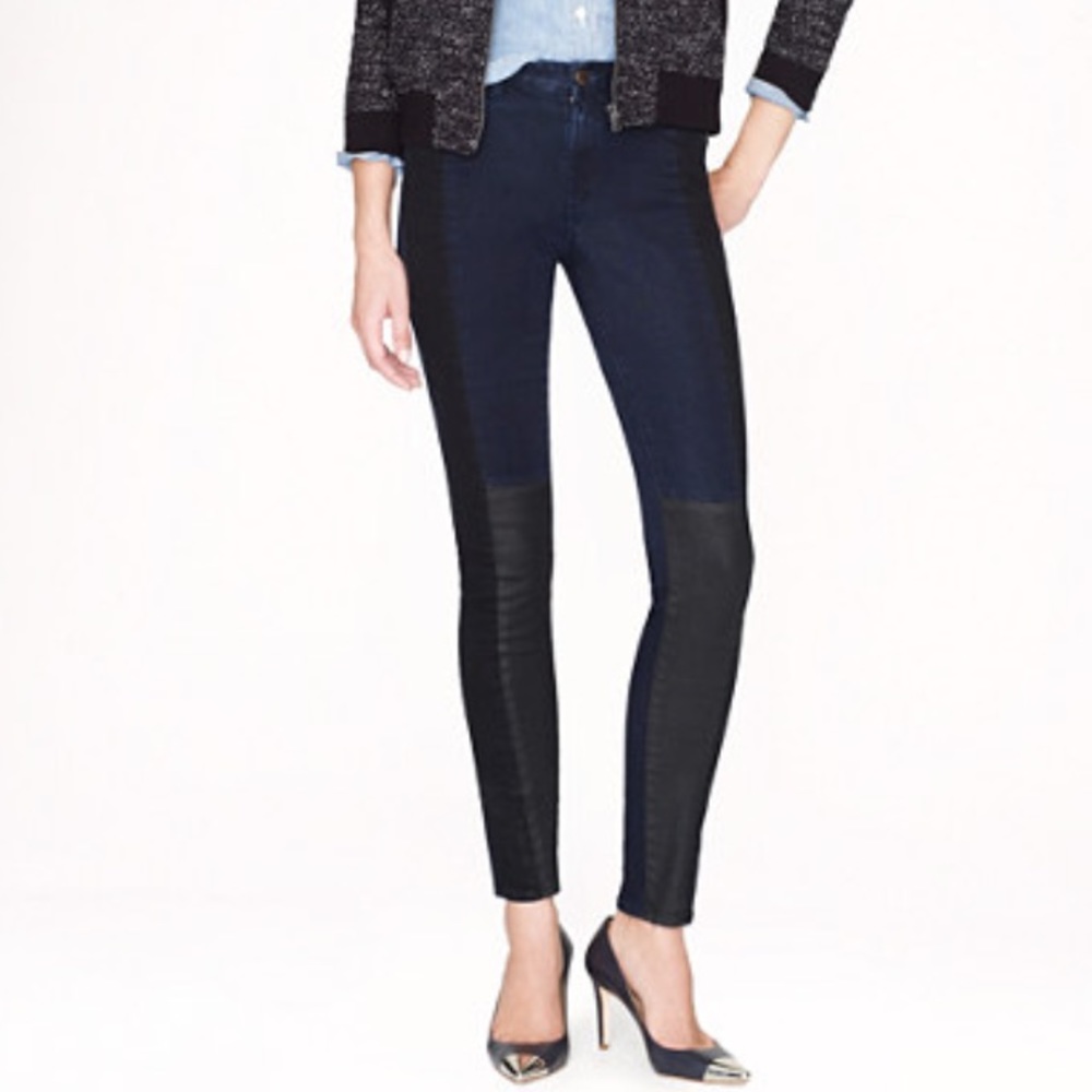 J.Crew Midrise Toothpick Jean in Blocked Indigo