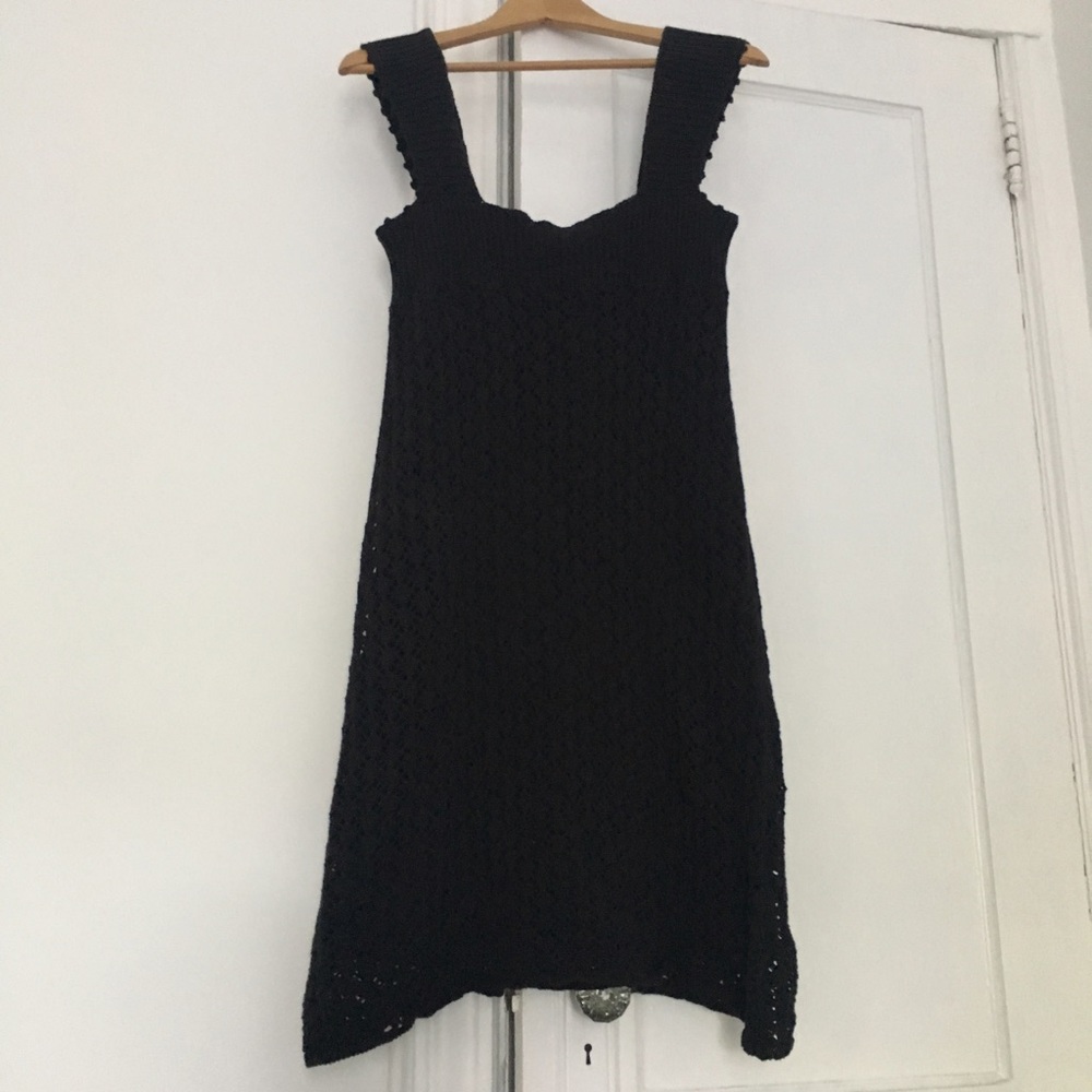 NWT Anthropologie knit, crochet boho black dress
