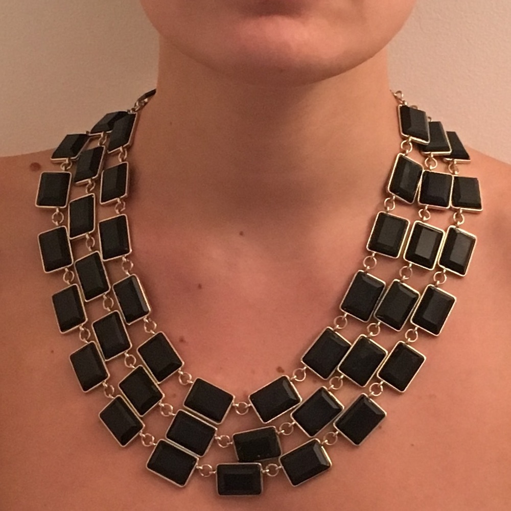Black & Gold Layered / 3 Tiered Statement Necklace
