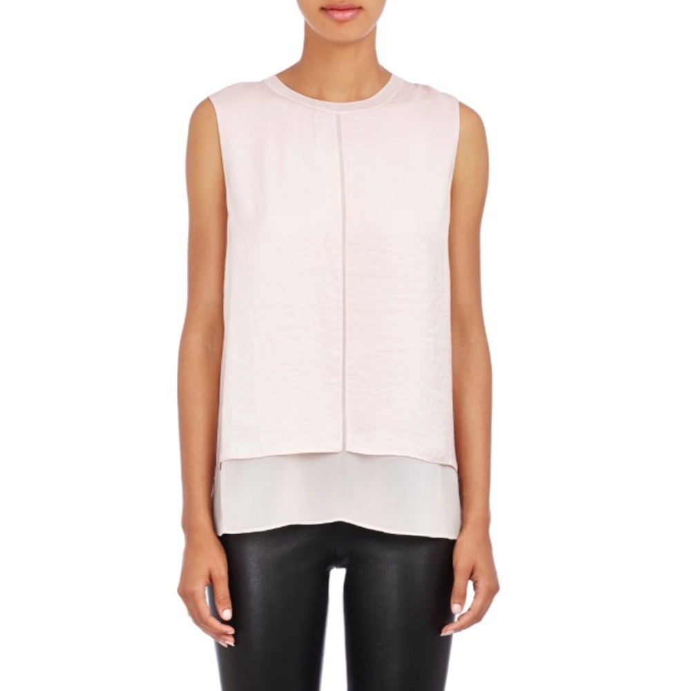 Vince Silk Sleevless Overlay Shirt