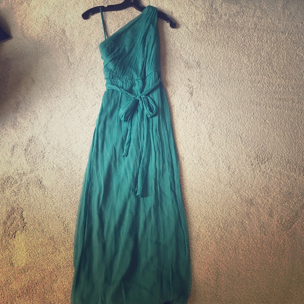 Teal chiffon bridesmaids dress