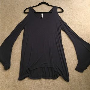 Grey cut out shoulder top