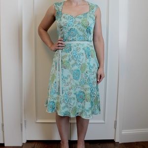LOFT Sea-Foam Green Floral Dress