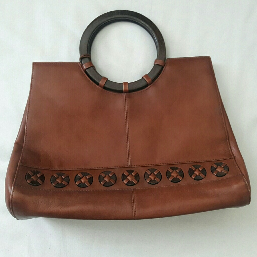 Tan genuine leather handbag