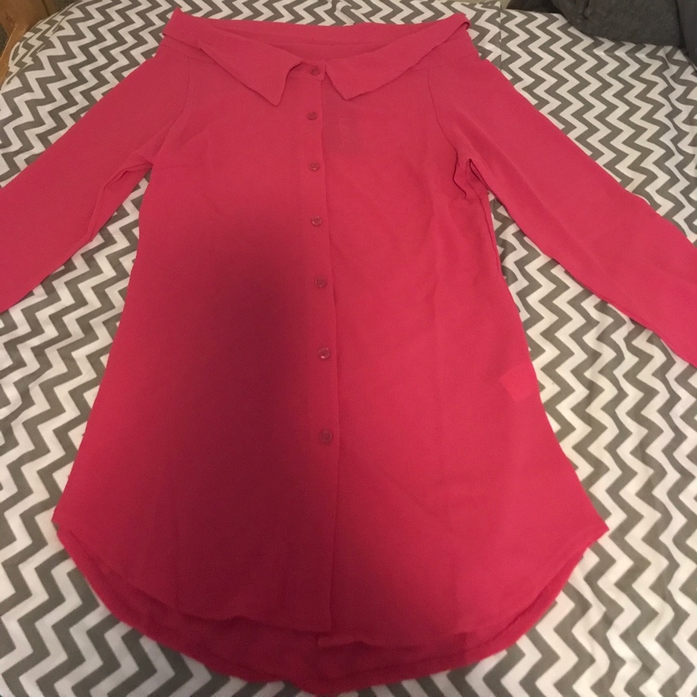 Woven Button Through Blouse