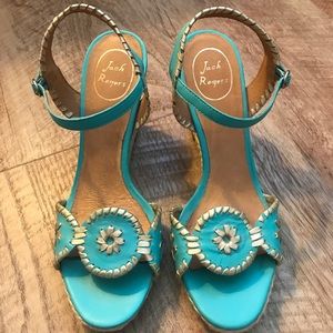 Teal & Gold Jack Roger Wedges!!