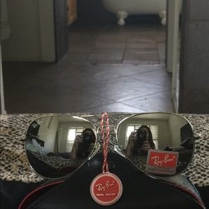Authentic Ray ban aviator mirrored sunglasses