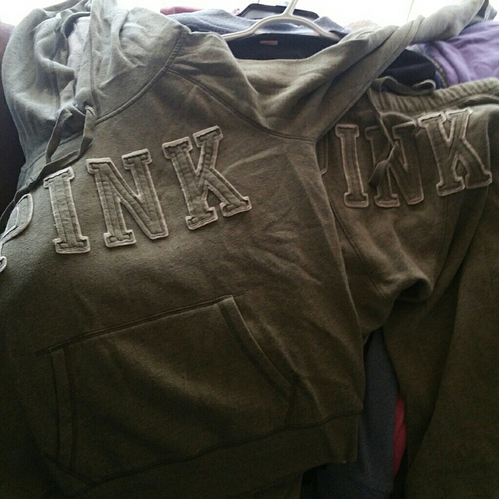 PINK olive green sweatsuit