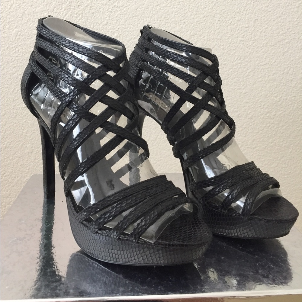 Black Boa Platform Sandals