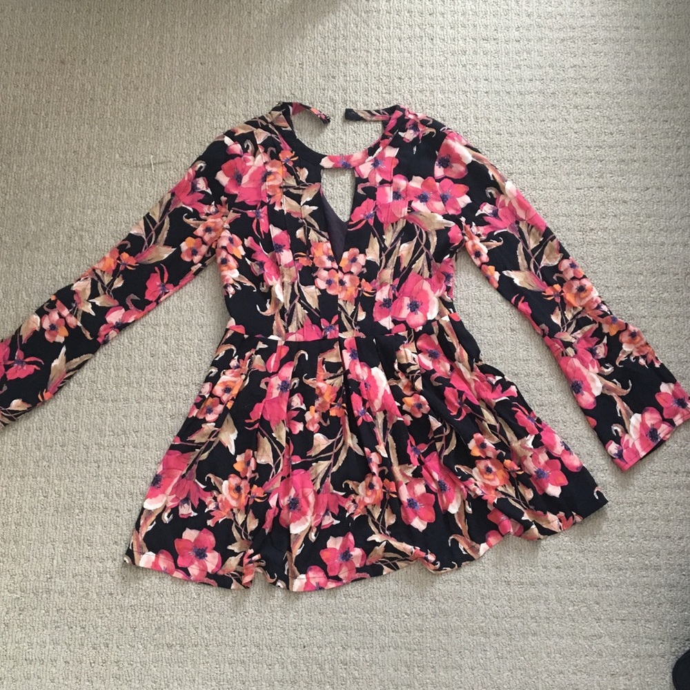 Free People Pink and Orange Floral Dress Size 6