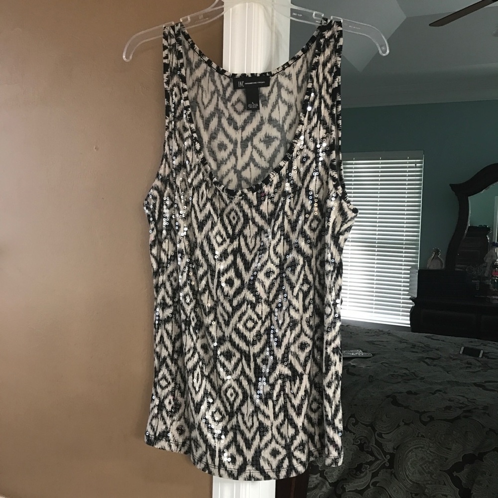INC sleeveless tank w/ clear sequins* L
