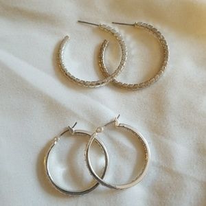 2 Pair of Silver Plated Hoops