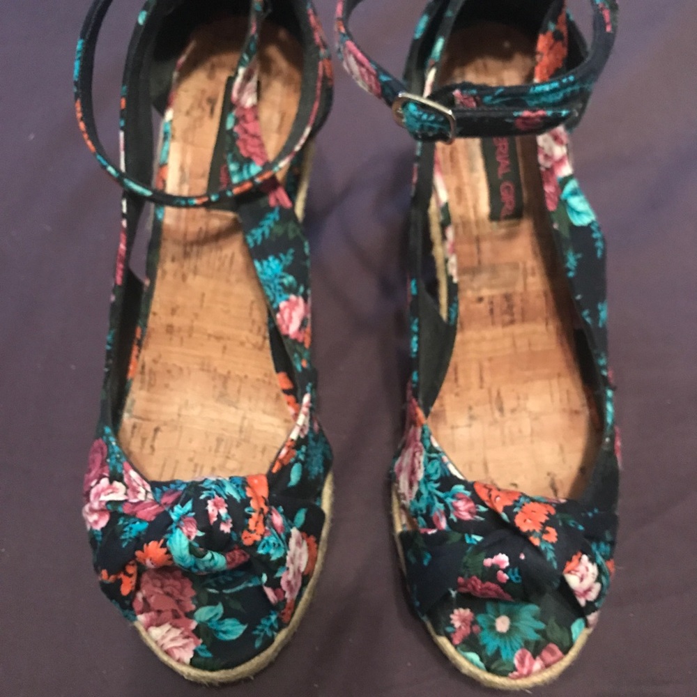 Material Girl Flowered Wedges