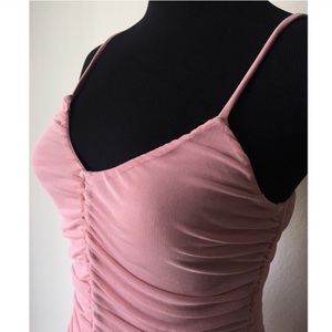 Blush Ruched Bodycon Midi Dress Size Medium