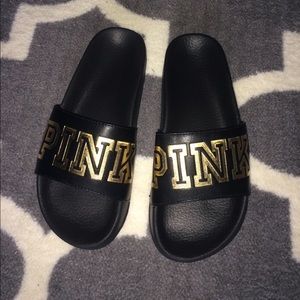New 'PINK' black and gold slides