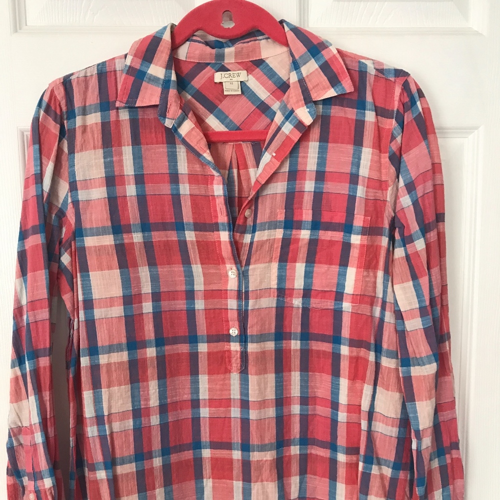 J.CREW Plaid Button Front Top