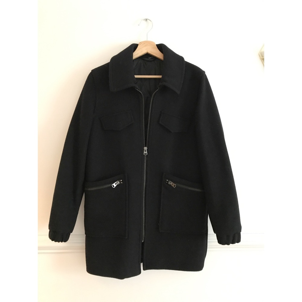 Topshop Oversized Black Peacoat