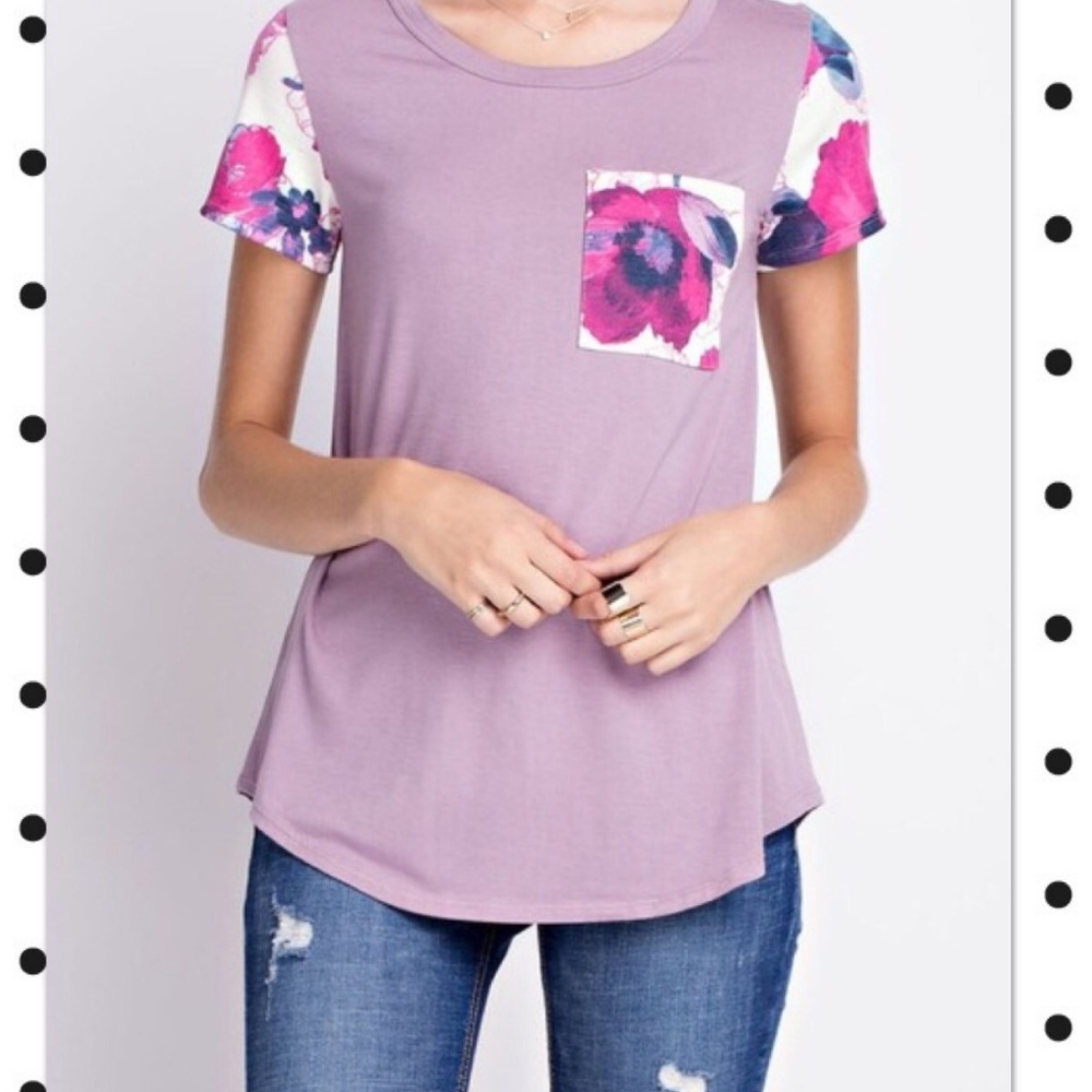 Lilac Floral Pocket T