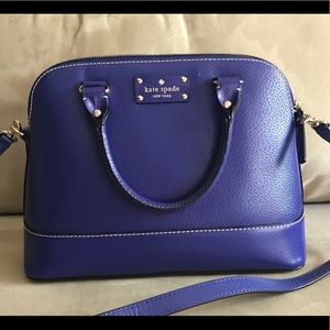 Kate Spade All Leather Satchel in Royal Blue.