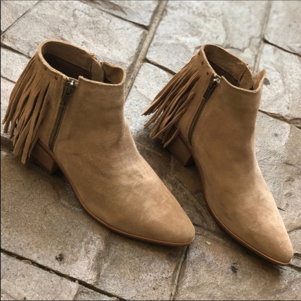 Tan Fringe Studded Western Bootie - Picture 4 of 8