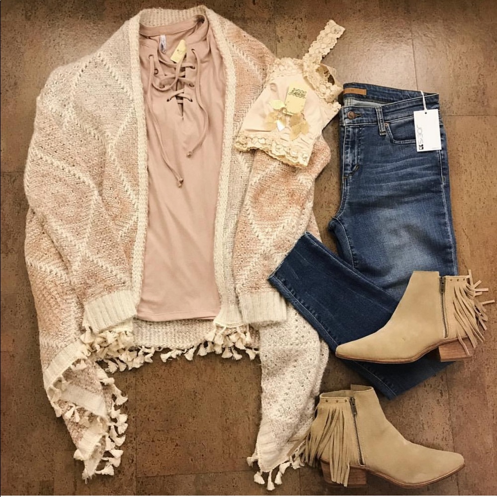 Tan Fringe Studded Western Bootie - Picture 2 of 8