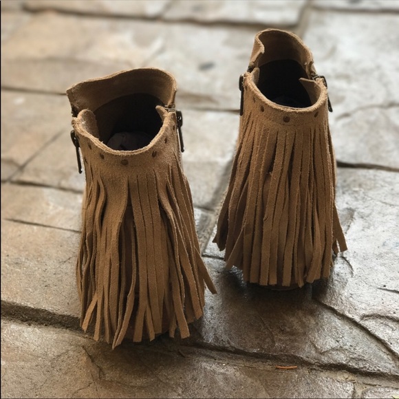 Tan Fringe Studded Western Bootie - Picture 5 of 8