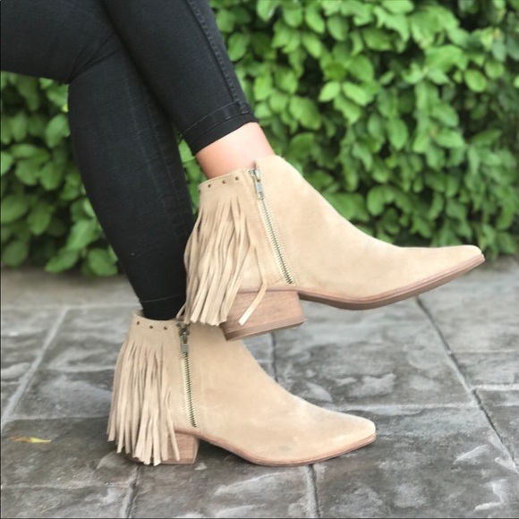Tan Fringe Studded Western Bootie - Picture 3 of 8
