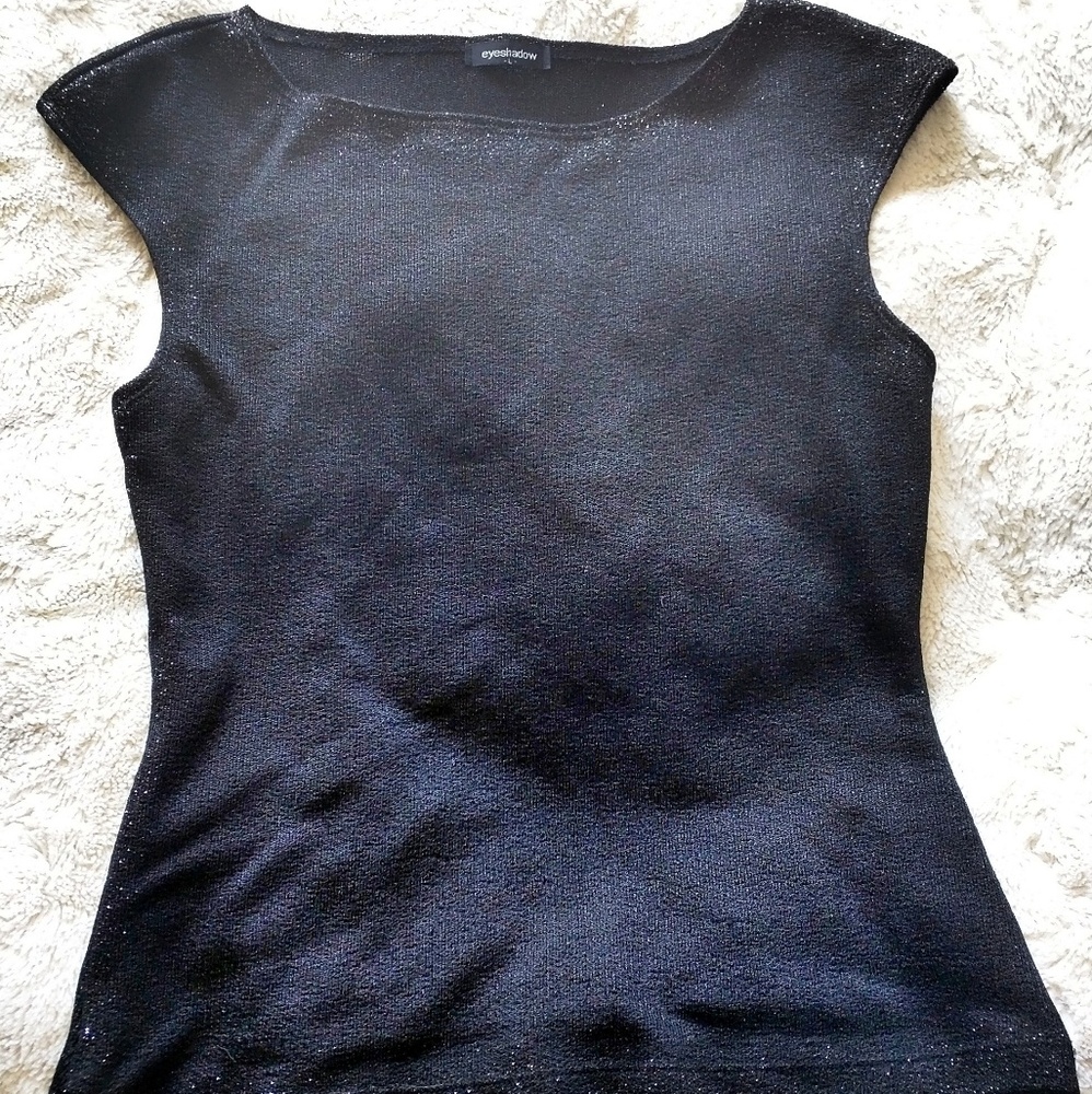 Black Sleeveless Eyeshadow Top w/ Silver Sparkles