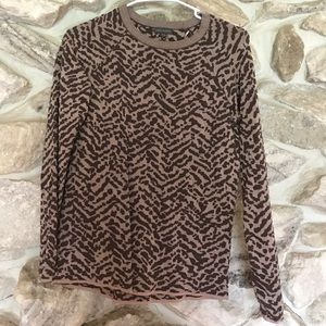 Vince Camuto Brown & Taupe Animal Print Sweater
