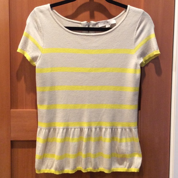 ANN TAYLOR Peplum Knit Sweater Top in Beige/Yellow - Picture 1 of 2