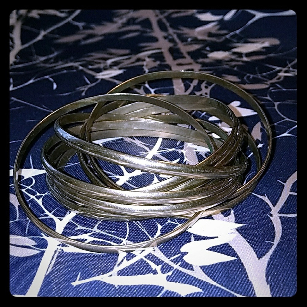 Lane Bryant Set of Interconnected Silver Bangles