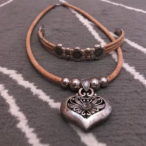 Cork bracelet and necklace set