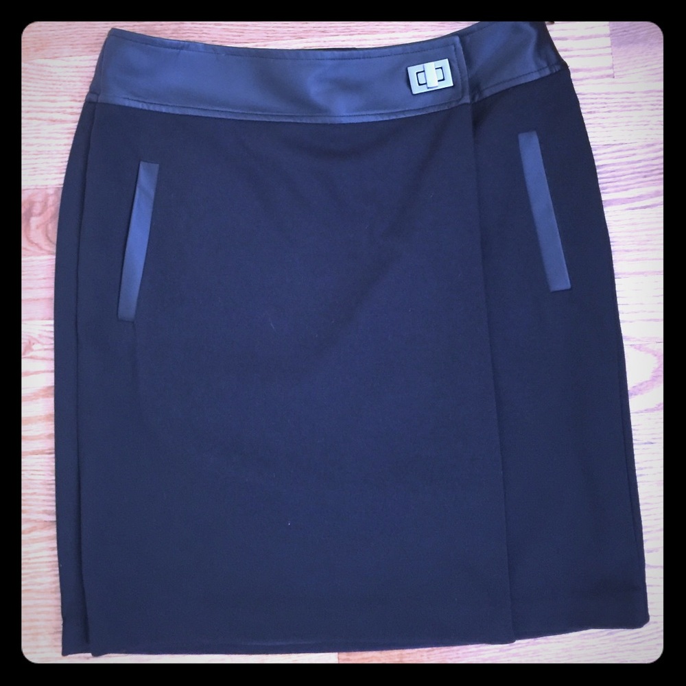 Black skirt with faux leather detailing