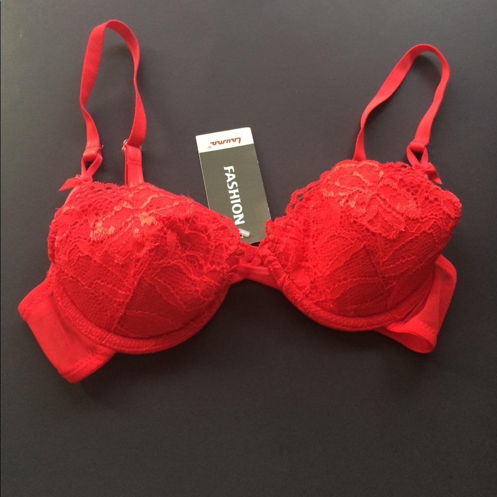 Wire cotton red bra made in Europe