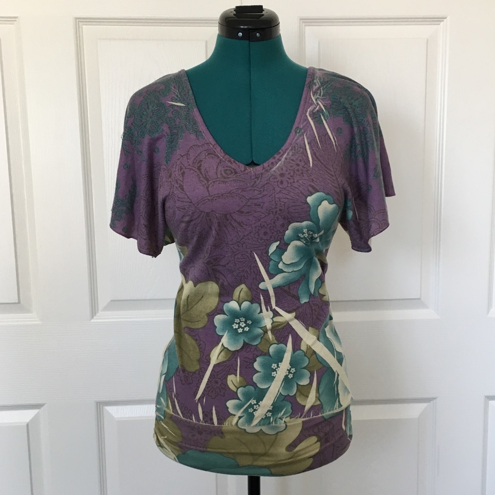 Forever 21 Floral Purple Top