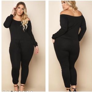 Plus size off the shoulder jumpsuit