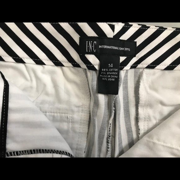 INC BLACK & WHITE PINSTRIPE SHORTS - Picture 3 of 5