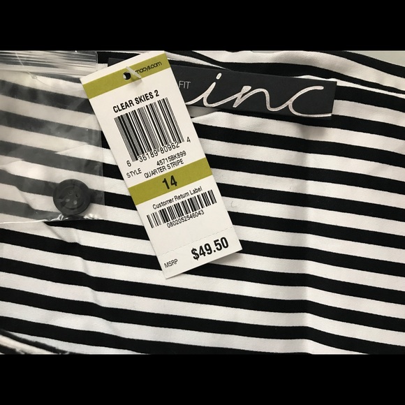 INC BLACK & WHITE PINSTRIPE SHORTS - Picture 4 of 5