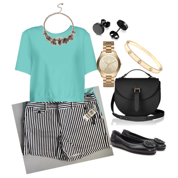 INC BLACK & WHITE PINSTRIPE SHORTS - Picture 1 of 5