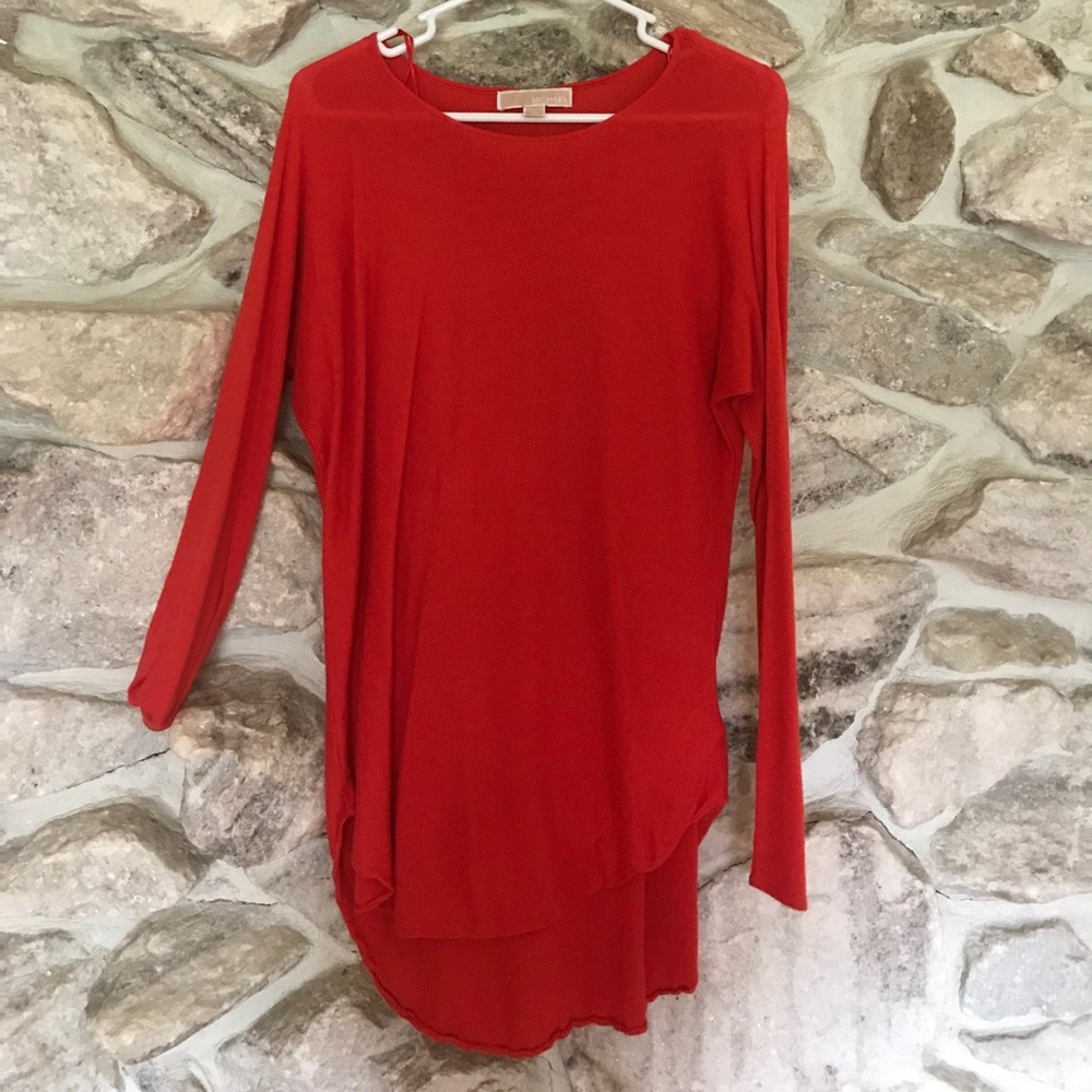 Michael Kors Lightweight Hi-Lo Red Sweater